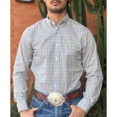Camisa Austin Western Branco/Caramelo/Azul 13406-66
