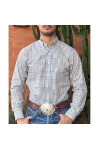 Camisa Austin Western Branco/Caramelo/Azul 13406-66