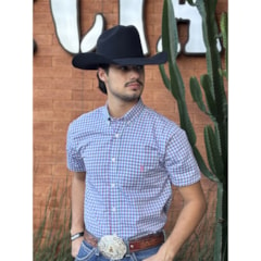 Camisa Austin Western Branco/Rosa/Azul 13631-73