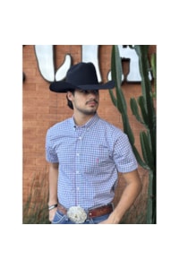 Camisa Austin Western Branco/Rosa/Azul 13631-73