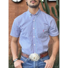 Camisa Austin Western Branco/Rosa/Azul 13631-73