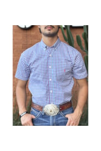 Camisa Austin Western Branco/Rosa/Azul 13631-73