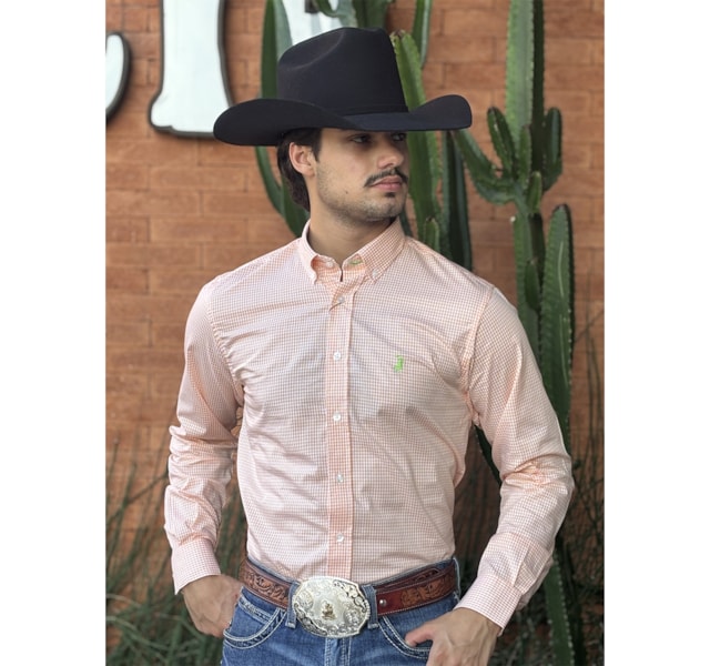 Camisa Austin Western Laranja/Branco 13627-52