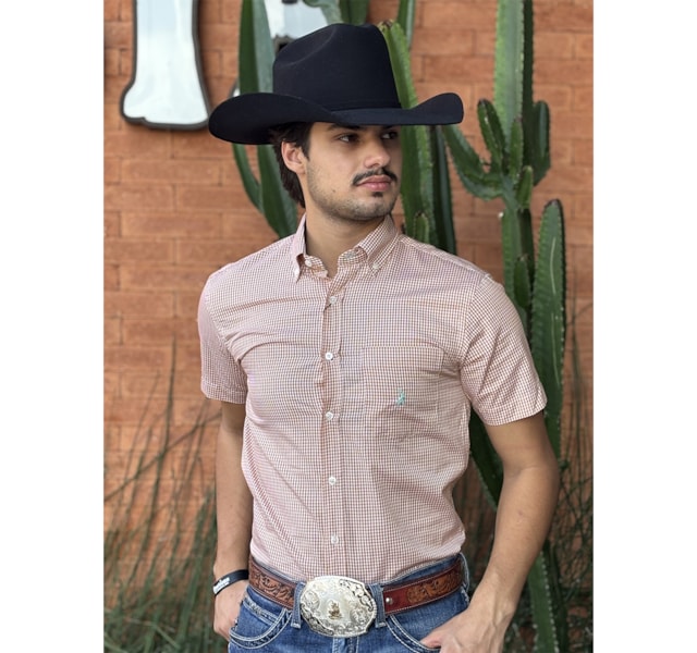 Camisa Austin Western Off White/Laranja 13631-70