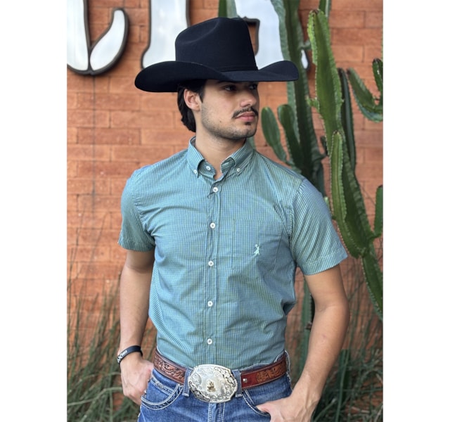 Camisa Austin Western Verde/Azul 13631-72