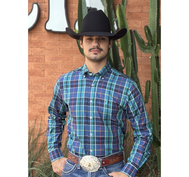 Camisa Austin Western Verde/Azul Marinho/Vermelho 13627-48