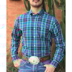 Camisa Austin Western Verde/Azul Marinho/Vermelho 13627-48