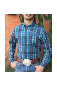 Camisa Austin Western Verde/Azul Marinho/Vermelho 13627-48