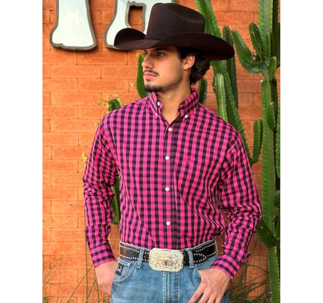 Camisa Classic CMLLO-CL-XDF-10 Rosa/Preto