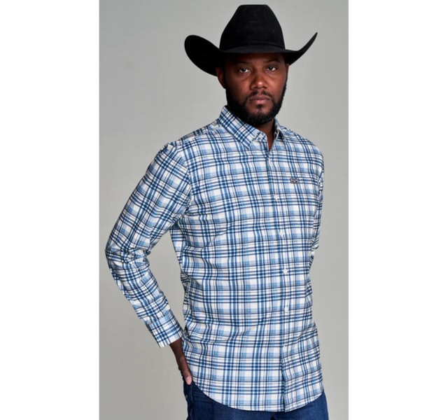 Camisa Kimes Ranch Coolmax Xadrez Azul/Cinza/Off White MANZANO PLAID