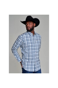 Camisa Kimes Ranch Coolmax Xadrez Azul/Cinza/Off White MANZANO PLAID