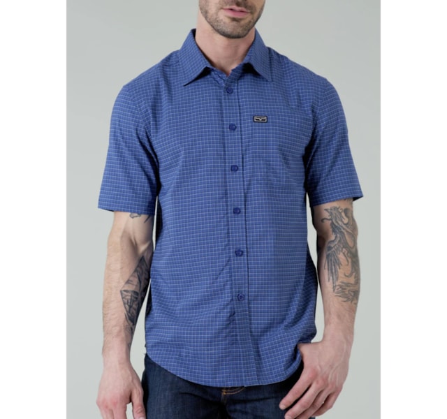 Camisa Kimes Ranch Coolmax Xadrez Azul/Preto/Branco SPY GLASS