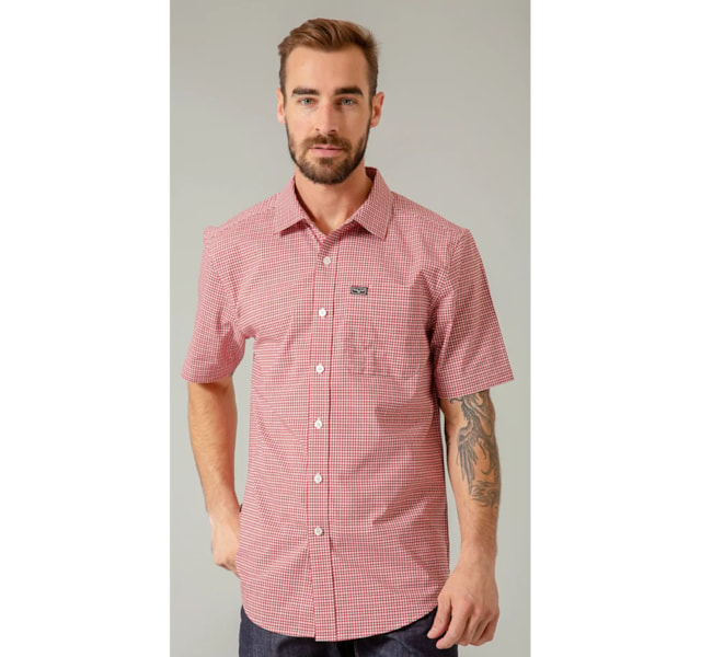 Camisa Kimes Ranch Coolmax Xadrez Vermelho/Branco/Preto CHUTE MINI CHECK