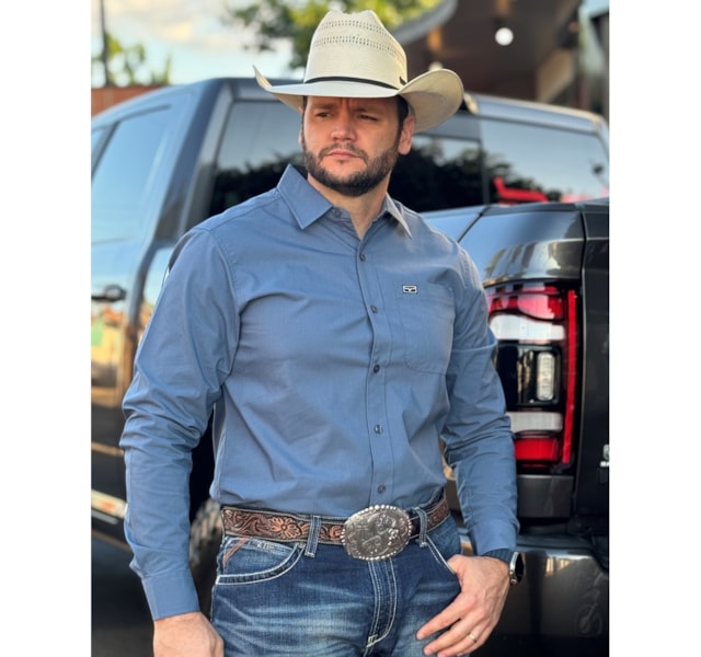 Camisa Kimes Ranch LINVILLE LONG SLEEVE Azul Petróleo