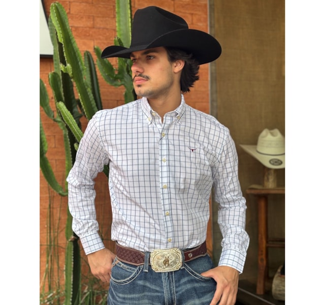 Camisa Moiaderios CML2435 Branco/Azul