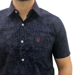 Camisa Ox Horns Azul Marinho Floral 9020