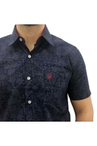 Camisa Ox Horns Azul Marinho Floral 9020