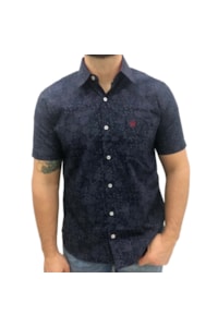 Camisa Ox Horns Azul Marinho Floral 9020