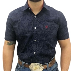 Camisa Ox Horns Azul Marinho Floral 9020