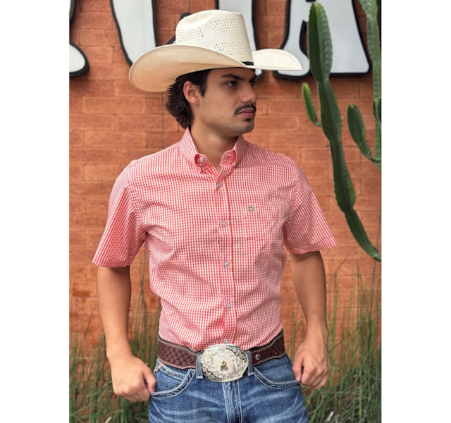 Camisa Tuff Xadrez Laranja/Branco SC-9946