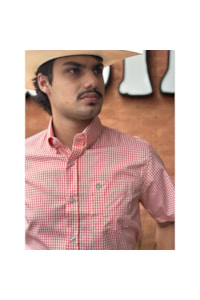 Camisa Tuff Xadrez Laranja/Branco SC-9946