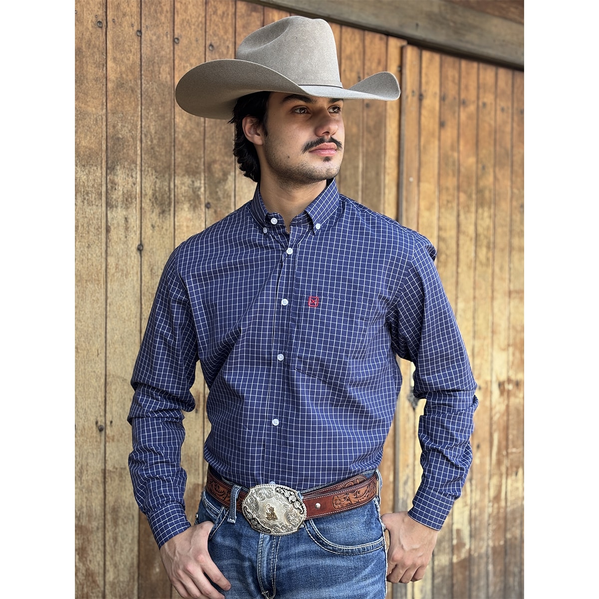 Camisa TXC 2718L Xadrez Azul Marinho/Branco | Cris & Cia