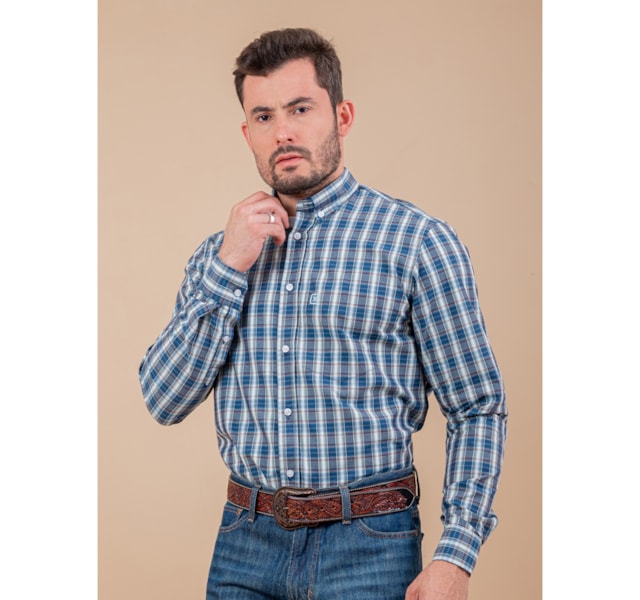 Camisa TXC 29116L Xadrez Azul Escuro/Azul Claro/Preto