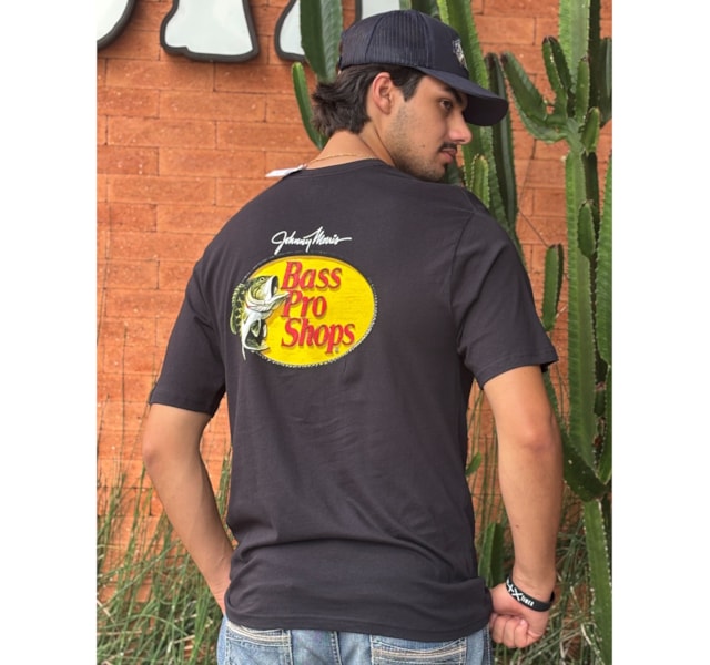 Camiseta Bass Pro Shops Importado Preto BPS WOODCUT TEE