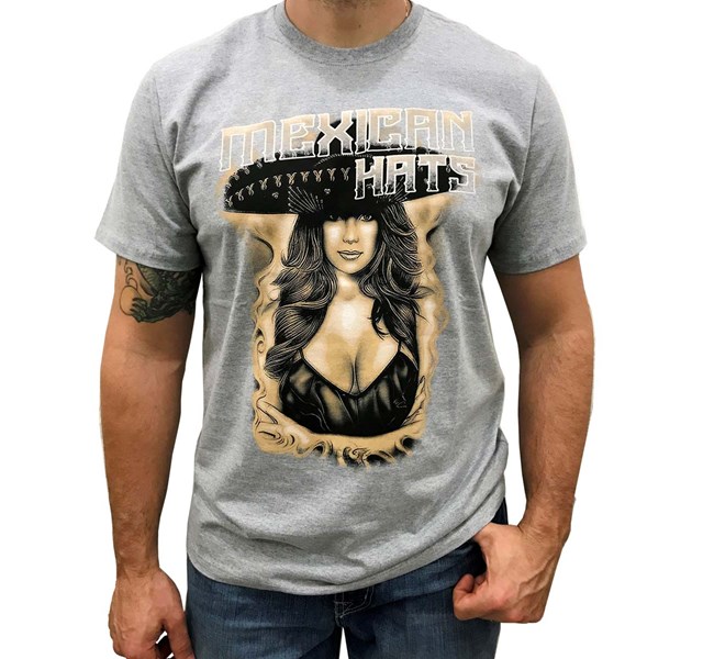 Camiseta Mexican Shirts Cabaret Dancer Cinza Mescla