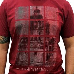 Camiseta Mexican Shirts Capital City Vermelho Escuro
