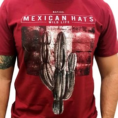Camiseta Mexican Shirts Wild Life Vermelho Escuro