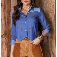Camisete Cropped Moon Horse Duo Denin 0101220