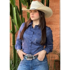 Camisete Os Vaqueiros Azul/Strass V24-25051