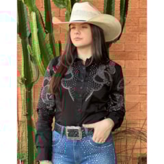 Camisete Os Vaqueiros Preto/Strass V24-25051