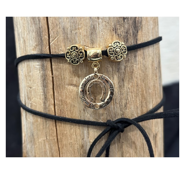 Choker MIN-002 Preto/Dourado