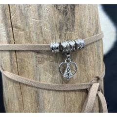 Choker MIN-006 N.S.A Marrom Claro/Prata