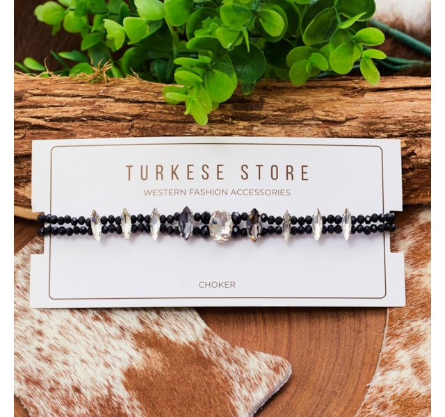 Choker Turkese Store Lady Night Preto/Strass CH413