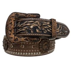 Cinto Arizona Belts c/Rebites e Margaridas Marrom/Preto 7145