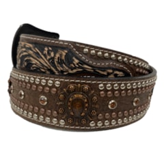 Cinto Arizona Belts c/Rebites e Margaridas Marrom/Preto 7145