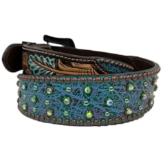 Cinto Arizona Belts c/Rebites e Stass Marrom/Azul Turquesa 7161