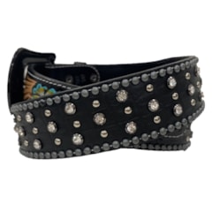 Cinto Arizona Belts c/Rebites e Stass Preto/Azul Turquesa 7161