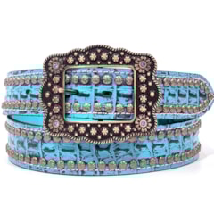 Cinto Arizona Belts Print Jacaré Azul Turquesa 7150