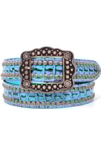Cinto Arizona Belts Print Jacaré Azul Turquesa 7150
