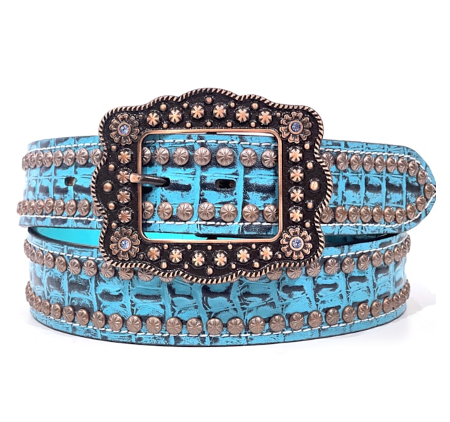 Cinto Arizona Belts Print Jacaré Azul Turquesa 7150