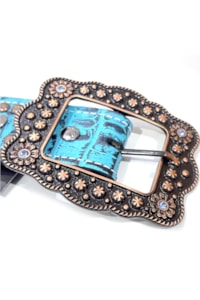Cinto Arizona Belts Print Jacaré Azul Turquesa 7150