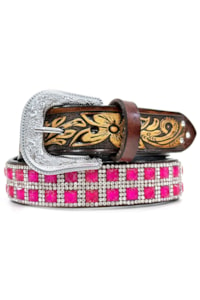 Cinto Country  Infantil Mineirinho Havana/Strass/Rosa C-COUNTRY