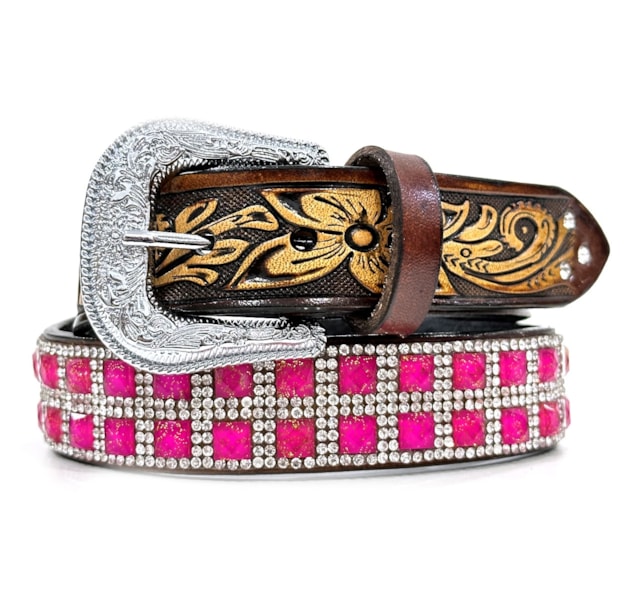 Cinto Country  Infantil Mineirinho Havana/Strass/Rosa C-COUNTRY