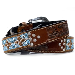 Cinto Infantil Mineirinho C/ Strass Marrom Azul Branco C-COUNTRY-STRASS INF