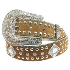 Cinto Paul Western Caramelo com Pelo e Strass 287