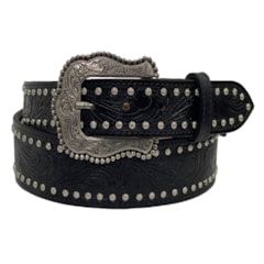 Cinto Paul Western Entalhado c/Rebites Preto 325